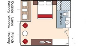 Croisière AMA AmaWaterways AmaKristina Catégorie AB Balcon français et Balcon extérieur plan