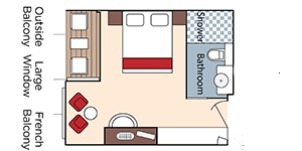 Croisiere AMA AmaWaterways AmaLucia Catégorie BB Balcon français et Balcon extérieur plan