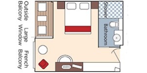 Croisière AMA AmaWaterways AmaSerena Catégorie BA Balcon français et Balcon extérieur plan