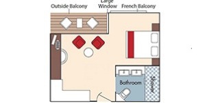 Croisière AMA AmaWaterways AmaSonata Catégorie AA+ Balcon français et Balcon extérieur plan