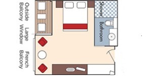 Croisière AMA AmaWaterways AmaSonata Catégorie AA Balcon français et Balcon extérieur plan