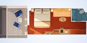 Croisière CCL Carnival Sunrise vers l'arrière (poupe) avec balcon étendu plan