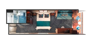 Croisière NCL Norwegian Cruise Line Jade Mini-suite face à l'arrière avec balcon poupe plan