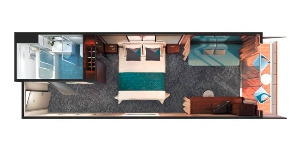 Croisière NCL Norwegian Cruise Line Jade Mini-suite au milieu du navire avec balcon plan