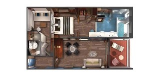 Croisière NCL Norwegian Cruise Line Jade The Haven villa familiale avec 2 chambres et balcon plan