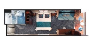 Croisière NCL Norwegian Cruise Line Pearl Mini-Suite au milieu du navire avec balcon plan