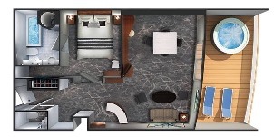 Croisière NCL Norwegian Cruise Line Sky Suite du propriétaire avec grand balcon plan