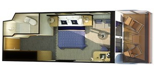 Cunard Cruise Line Croisière Queen Victoria cabine britannia avec balcon vue partiellement obstruée