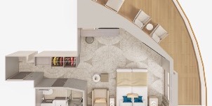 NCL Norwegian Prima Suite Club Avec Balcon Orienté Vers L'avant Avec Balcon Coin Plan