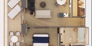 NCL Norwegian Viva Suite Du Propriétaire The Haven Avec Chambre Principale Et grand Balcon Plan